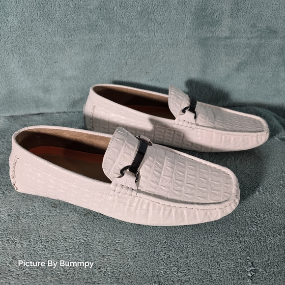 Jousen Men's Loafers in a white crocodile-printed finish - Picture 3 of 9